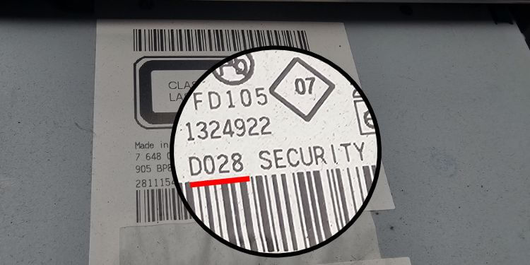 Serial number location example